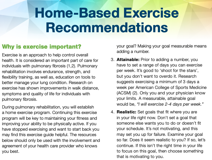 Home-based Exercise Recommendations - Pulmonary Rehabilitation